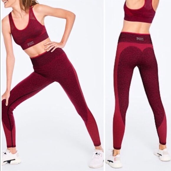 Victorias Secret Red Pepper Marl Seamless High Rise Workout Leggings - Picture 1 of 8